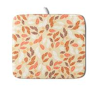 Sphragiyn Fall Leaves Dish Drying Mat for Kitchen Counter Autumn Orange White Leaves Seasonal Super Absorbent Reversible Microfiber Kitchen Countertop Protector Dishes Pad Small 16x18 inch
