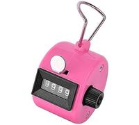 SPHTOEO 4-Digit Handheld Tally Counter Manual Mechanical Palm Clicker Counter Tracker (Pink)