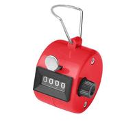 SPHTOEO 4-Digit Handheld Tally Counter Manual Mechanical Palm Clicker Counter Tracker (Red)