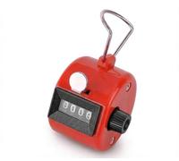 SPHTOEO 4-Digit Handheld Tally Counter Manual Mechanical Palm Clicker Counter Tracker (Red)