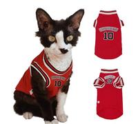 Sphynx Cat Basketball Jersey, Anime-Inspired Pet Shirt, Breathable Stretchy Cotton Outfit for Hairless Cats & Small Dogs, Sleeveless Sport Costume for Cats (Red, X-Large (7-9.5lbs))