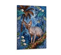 Sphynx Cat Canvas Wall Art Secret Jungle Print On Canvas Artwork for Bedroom, Living Room, Or Kitchen Home Decor Gift 16x24inch(40x60cm)