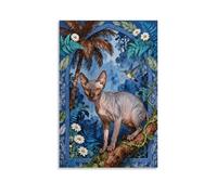 Sphynx Cat Canvas Wall Art Secret Jungle Print On Canvas Modern Artwork for Living Room Home Office Decoration Gift 16x24inch(40x60cm)