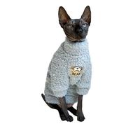 Sphynx Cat Clothes Hairless Cat Super Soft Warm Fleece T Shirt Elastic Winter Sweater Outfit, Pet Clothes for Sphynx Cat Coat for Cats and Small Dogs Apparel (Blue, Small)