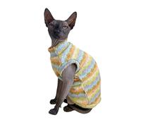 Sphynx Cat Clothes Hairless Cat Vest Elastic Cat Sweater Outfit, Pet Clothes for Sphynx Cat Coat for Cats and Small Dogs Apparel, Hairless cat Shirts Sweaters (Cyan Chestnut, Large)