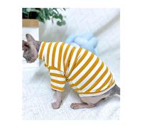 Sphynx Cat Clothes Sphynx Hairless Cat Clothes Cat clothes, cotton striped cat T-shirt, sphynx and other invisible cat clothes (Color : Green white stripes, Size : M)