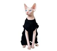 Sphynx Cat Clothes Summer Clothes Cotton Stretch and Comfortable Hairless Cat Clothes Cat Apparel for Devon Rex Cat,Cornish,Peterbald, Small Cats and Dogs (Small, Black)