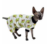 Sphynx Cat Four Leg Cotton Pajamas Elastic Pet Clothes for Hairless Cats Surgery Recovery Suit Undershirt Clothes for Sphynx, Devon, Cornish (Crocodile, M)