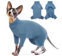 Sphynx Cat Jumper, Cat Coat to Stop Licking Recover from Surgeries or Injuries(Blue, M)