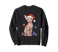Sphynx Cat Lover Xmas Lighting Santa Sphynx Cat Christmas Sweatshirt