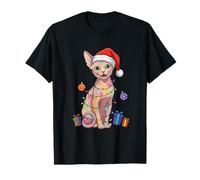 Sphynx Cat Lover Xmas Lighting Santa Sphynx Cat Christmas T-Shirt