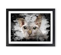 Sphynx Cat Modern CB Framed Wall Art Print, Ready to Hang Picture for Living Room Bedroom Home Office Décor, Black A3 (46 x 34 cm)
