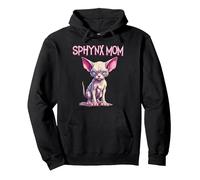 Sphynx Cat Mom, Cat Lover Mother Nude Cat Pullover Hoodie, Adult Unisex, Black, Medium