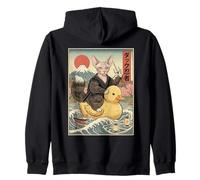 Sphynx Cat Ninja Japan Vintage Japanese Ukiyo-e Art Zip Hoodie