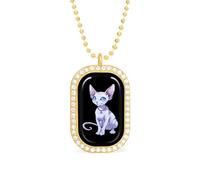Sphynx Cat Personalized Necklace Print Pattern Pendant With Chain Gifts For Women Men Golden-style