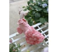 Sphynx Cat Pink Floral Haute Couture Princess Dress Cotton Skirt with Neck Collar For Cat Summer Rustic Sweet Coat Pet Clothes