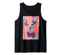 Sphynx Cat Pop Art Bow Tie Illustration Tank Top