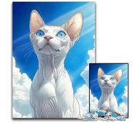 Sphynx Cat Portrait Jigsaws 1000Pieces for Adults Challenging Puzzles Interactive Family Game DIY Home Decor Brain Challenge Gift 1000 PCS(38x26cm)