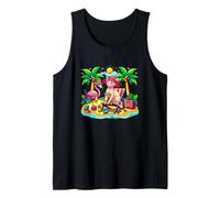 Sphynx Cat Relaxing On Beach Funny Summer Vacation Hawaiian Tank Top