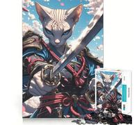 Sphynx Cat Samurai 1000 Pieces Jigsaw Puzzles for Adults Thought Toy Calming Play Precise Edge Heartfelt Gift 50x75cm
