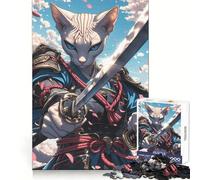 Sphynx Cat Samurai 1000 Pieces Jigsaw Puzzles for Adults Thought Toy Calming Play Precise Edge Heartfelt Gift 50x75cm