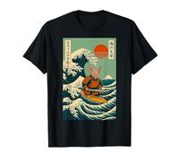 Sphynx Cat Samurai Surfing Japanese Wave T-Shirt