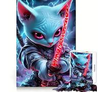 Sphynx Cat Samurai Warrior Animal 1000 Pieces Jigsaws Adults Puzzles Logic Boost Toy Bonding Time Premium Edge Premium Gift 38x26cm