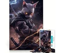 Sphynx Cat Samurai Warrior Animal Jigsaw Puzzles for Teenagers 1000 Piece Mind Skill Toy Simple Fun Design Assembly Memorable Gift 38x26cm