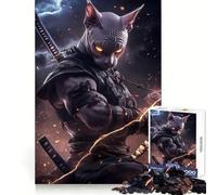 Sphynx Cat Samurai Warrior Animal Jigsaw Puzzles for Teenagers 1000 Piece Mind Skill Toy Simple Fun Design Assembly Memorable Gift 38x26cm