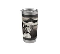 Sphynx Cat Selfie with Alien Ship UFO Abduction Retro Photo Stainless Steel Insulated Tumbler