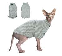 Sphynx Cat Sweater Hairless Cat Clothes Sweater Shirt Soft Warm Long Sleeves Pullover Pet Clothes Pajamas Dog Cloth for Small Dogs Jumpsuit Pet Sweaters (Striped, X-Large)