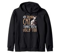 Sphynx Cat Thinks You're Ugly Too Funny Feline Humor Zip Hoodie
