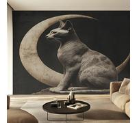 Sphynx Cat Wallpaper for Living Room, Gothic Mystical Wall Mural, Non-Woven Photo Wallpaper for Bedroom, Home Decor Wall Paper 250 x 175 cm (W x H) Y&W71