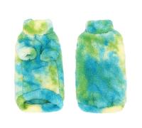 Sphynx Cat Warm Turtleneck Sweater, Thick Soft Double-Sided Fleece Clothes for Cats, Two-Legged Winter Onesie for Cats and Small Dogs,Pjs for Cats and Puppy (Green Tie-dye, L (5-6.5lbs))