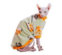 Sphynx Cat Warm Turtleneck Sweater, Thick Soft Double-Sided Fleece Clothes for Cats, Two-Legged Winter Onesie for Cats and Small Dogs,Pjs for Cats and Puppy (Fox, L (5-6.5lbs))