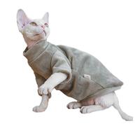 Sphynx Cat Warm Turtleneck Sweater, Thick Soft Hairless Cats Fleece Clothes, Two-Legged Winter Onesie for Cats and Small Dogs,Warm Outfit Coat Pjs for Cats and Puppy (Light Brown, XL (6.5-8.5lbs))