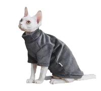 Sphynx Cat Warm Turtleneck Sweater, Thick Soft Hairless Cats Fleece Clothes, Two-Legged Winter Onesie for Cats and Small Dogs,Warm Outfit Coat Pjs for Cats and Puppy (Grey, XXL (8.5-12lbs))