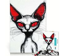 Sphynx Cat with Red Eyes Hard Jigsaw Puzzle for Adults 1000 Pieces Smart Toy Casual Fun Accurate Cut Artistic Gift 38x52cm