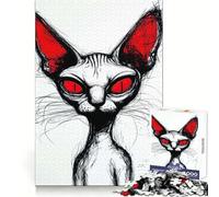 Sphynx Cat with Red Eyes Hard Jigsaw Puzzle for Adults 1000 Pieces Smart Toy Casual Fun Accurate Cut Artistic Gift 38x52cm
