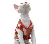 Sphynx Cats Clothes Fleece Vest,Cute 3D Flowers Winter Thick Sleeveless Waistcoat Apparel for Hairless Cats, Cornish Rex, Devon Rex, Peterbald (Red, L)