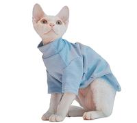 Sphynx Cats Warm Fleece Shirt Cat Turtleneck Undershirt Thermal Hairless Cat Clothes for Sphynx, Devon, Cornish Cat Clothes and Small Kitten and Dogs (Blue Pinstripe, X-Large)