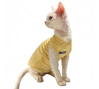 Sphynx Hairless Cat Clothes Cat Warm Soft Velvet Vest Warm Stretchy Pullover Easy On Puppy Clothes for Sphynx Cat, Devon Rex Cat, Cornish Rex Cat and Peterbald Cat (Yellow, XXXL)