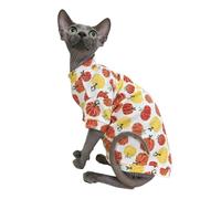 Sphynx Hairless Cat Cute Summer Cotton T-Shirts Pet Clothes,Round Collar Kitten Shirts Cats Apparel (Pumpkin, L (7.7-9.9 lbs))