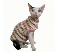 Sphynx Hairless Cat Soft Cotton Sweatshirt - Cold Weather Soft Vest Warm Cat Sweater Pullover Stretchy Easy On Puppy Clothes (Multicolour, XXL)