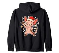 Sphynx Santa Cat Holiday Pose Zip Hoodie