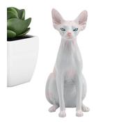 Sphynxs Cat Figurine - Petite Bald Cat Model, Sleek Kitten Desktop Decoration, Lifelikes Sitting Animal Replicas | Ideal Home Or Work Surfaces Display, Cute Collectible Ornament Gift Enthusiasts