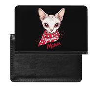 Sphynxs Mama Cat Passport Holder Cover Wallet Travel Leather Passport Case for Women Men