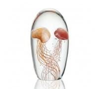 SPI Home 58075 Red and Orange Jellyfish Pair Glow in The Dark 6 x 4 Art Glass Table Top Figurine Décor