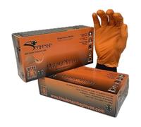 SPI ORANGE MAMBA SNAKESKIN | Industrial Strength Disposible Nitrile Gloves | Diamond Textured Grip | Latex and Powder Free | 8 mil Thickness | (M)