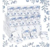 Spiareal 100 Pack Happy Tears Tissues for Wedding Bulk 3 Ply for Your Happy Tears Wedding Tissues for Guests Pocket Paper 3000 Sheet Mini Travel Size for Bridal Shower Party Favor (Chinoiserie)